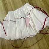 White Lace Up Mini Skirt Women Summer High Waist All Match Bud Skirts Y2K Korean Sweet Preppy Patchwork A Line Skirts New voguable