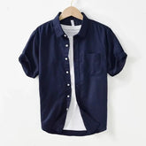New Korean Style Luxury Business Shirts Fashion Lapel Solid Color Short Sleeve Button-down Cardigan Tops Summer All-match Blouse voguable