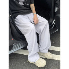 Summer Thin Casual Pants Men Fashion Pink Wide Leg Pants Men Streetwear Hip-hop Loose Straight Ice Silk Pants Mens Trousers voguable