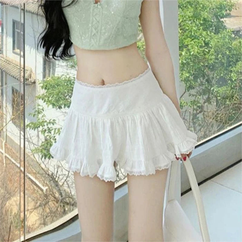 y2k Skirt Women Coquette Clothes White Lace Trim Low Rise Flowy A Line Short Skirts 2000s Fairycore Skirt Streetwear voguable