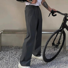 Gray Suit Pants Men Fashion Business Society Mens Dress Pants Korean Loose Straight Pants Mens Office Formal Trousers M-2XL voguable