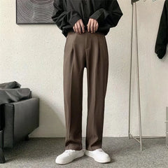 Voguable Brown/Black Suit Pants Men Fashion Society Mens Dress Pants Korean Loose Straight Casual Pants Mens Office Formal Trousers S-3XL voguable