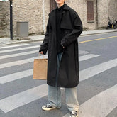 Autumn Trench Coat Lapel Pockets Keep Trendy Belt Notch Collar Men Spring Coat Spring Trench Coat for Dating