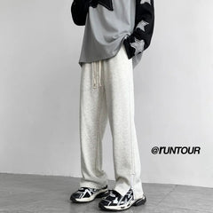 Black Casual Pants Men Sweatpants Oversized Wide Leg Pants Men Streetwear Loose Grey Straight Sports Pants Mens Joggers Trousers voguable