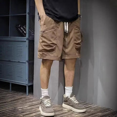 Men Fashion Summer Cargo Shorts Multiple Pockets Zipper Knee Pants Loose Basketball Running Sport Solid Casual All-match Shorts voguable