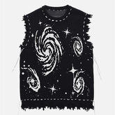 Harajuku Vest Sweater for men 2024 Ropa Streetwear BF Tassel Jumper Fashion Casual Knitting Tanks Print Korean Waistcoat vest voguable
