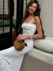 Off Shoulder Backless Sexy Dress Women Jacquard Patchwork Spaghetti Strap Ruffles Low-Neck Evening Prom Party Outfits voguable