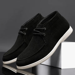 Voguable Men Suede Leather Loafers Slip-on Platform Driving Shoes Lightweight Casual Khaki Breathable Leisure Footwear Comfort Flexible voguable