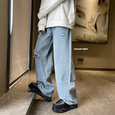 Men's Denim Pant Stretch Ripped Hole Straight Jeans For Men High Street Biker Trousers gotmes-shop