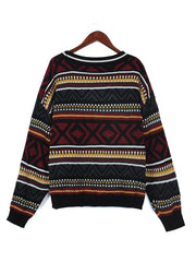 Vintage Sweaters Women Oversized Thicken Knitwear BF Unisex Couples Winter Pullovers Femme Woolen Sweater Striped Tops voguable