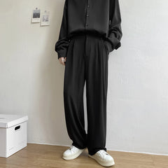 Black White Suit Pants Men Fashion Social Mens Dress Pants Korean Loose Straight Casual Pants Mens Office Formal Trousers M-2XL voguable