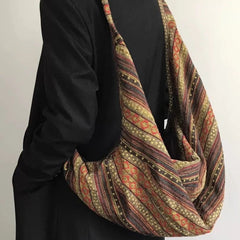 Vintage Y2k Aesthetic Grunge Women Handbags High-capacity Harajuku Striped Canvas Underarm Bag Luxury Design Shoulder Tote Bags voguable