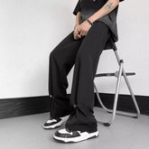 Summer Thin Mens Pants Elastic Waist Straight High-end Drape Niche Design Ice Silk Loose Casual Streetwear Men Wide Leg Pants voguable