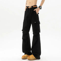 Cotton Wide Leg Cargo Pants man Loose Fit Multi Pocket Casual Streetwear Comfortable Workwear Trousers Men Trendy Fashion voguable