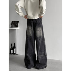 Jeans Men baggy Wide Leg Washed Marble Jeans Vintage Comfort Denim Pant Relaxed Fit Casual Trousers Trend Streetwear Urban Style voguable