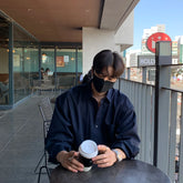 Voguable Unisex Loose Blue Shirt, Casual Solid Color Long-Sleeved Top,Men's Japanese/Korean Style Outdoor Camping Thin Coat Oversized voguable