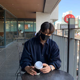 Unisex Loose Blue Shirt, Casual Solid Color Long-Sleeved Top,Men's Japanese/Korean Style Outdoor Camping Thin Coat Oversized voguable