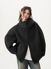 Zoki Y2K Black Hoodies Women Streetwear Oversize Loose Long Sleeve Retro Sweatshirt American Harajuku Vintage Bf Tops Coats New voguable