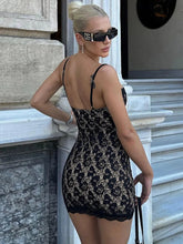 Lace Spaghetti Strap Sexy Mini Dress For Women Robe Fashion Off-shoulder Sleeveless Backless Floral Print Skinny Dress voguable