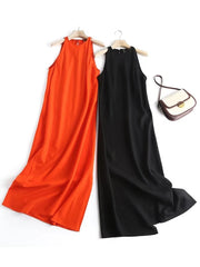 Voguable New Fashion Women Sleeveless O Neck Linen Long Dress Sexy Side Slits Ladies Casual Summer Dresses voguable