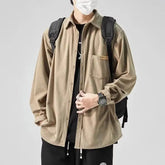 Fashionable and Comfortable Men's Loose Casual Shirt with Thick Long-Sleeve Corduroy, Versatile Top voguable