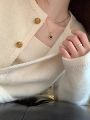 Temperament White Sweater Coat Women's Early Spring Autumn New Knitted O-Neck Cardigan Single Breasted Style Top voguable