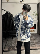 Korean Retro Vintage Jacquard Short Shoulder Pad Denim Jacket Men's American Style High-end Design Street Jacket Aesthetic Chic voguable