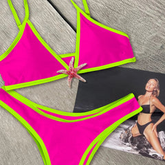 Shiny Star Bikinis Sexy Women Swimsuit Female Swimwear Bandeau Biquini Thong Triangle Swimming Suits Halter Bodysuit Beachwear voguable