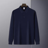 New American Retro Men Polo Shirt Light Luxury Solid Color Slim-fit Commuting Long Sleeve T-shirt Leisure Business Pullover Tops voguable