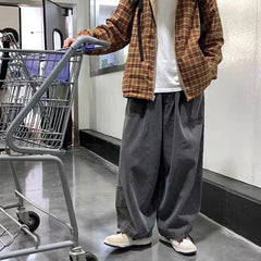 Streetwear multi-pocket jeans cargo pantsLoose Plus Size Wide Leg Pants Japanese Harajuku Casual Denim Pants Men Clothing voguable