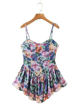 Voguable Vintage Multicolor Floral Print Sexy Sling Dress Women Summer Chiffon Super-Short Dress Holiday Beach Sundress voguable