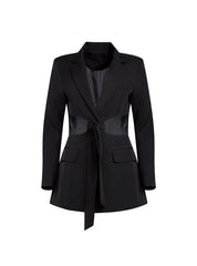 Voguable Solid Pu Leather Punk Long Sleeve Jacket Faux Leather Tops Tees Fall Sexy Cleavage Slim Fit All Match Coat voguable