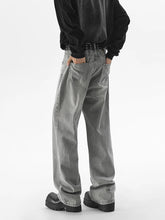 Autumn New Men's Fashion Baggy Jeans Gray Vintage High Street Wide Legs Denim Trousers Male Casual Straight Pants Streetwear voguable