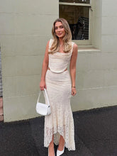 Oligai Elegant Wedding Guest Dress Women Lace Up 2 Piece Dress Set Beige Crop Top and Maxi Skirt Set Sexy Formal Event Dress voguable