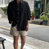 Unisex Oversized Linen Shirt Coat Men's Long Sleeve Casual Loose Fit Fashion Japanese Korean Style Sun Protection Clothing