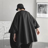 Voguable Loose Men's Oversize Shirt Asymmetric Silhouette Seven-Quarter Sleeve Dark Style Casual Summer Top Male Fashion Clothing voguable