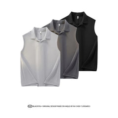 Men Solid Lapel Collar Casual Vest Youth Trendy Streetwear Sleeveless Summer Lightweight Comfort Outdoor Daily Wear Fashion voguable