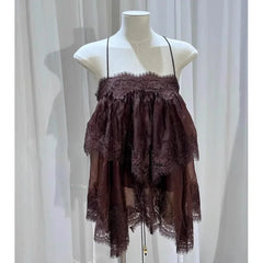 Voguable Romantic Wild Lace Strap Backless Fairy Long Dress Women's High Waist Vintage Style Breathable Summer Spring Beach Date Casua... voguable
