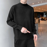 Autumn Winter Fashion Long Sleeve Half High Collar Solid Pullovers Men's Clothing Warm Simplicity Casual All-match Knitting Tops voguable