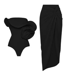 Red Flower One Piece Swimsuit Women Swimwear Bikini Luxury Designer High Waist Biquini Female Swim Suits Bodysuit Beachwear voguable