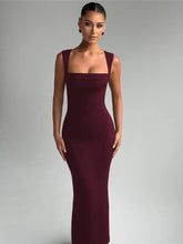Square Collar Sleeveless Sexy Maxi Dress For Woman Fashion Spring Summer New High Waist Bodycon Club Party Long Dress voguable