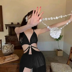 Elegant Sexy Swimsuit Women Beach Holiday Wear Bikini Korean Fashion Hot Spring Swimwear White Girls Monokini Summer