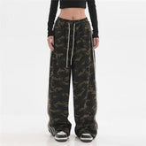 Voguable Hip Hop Vintage Camouflage Striped Jogging Sweatpants Women Streetwear Oversize Elastic Waist Wide Leg Casual Sports Trousers voguable