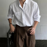 New Luxury Textured Business Men Shirts Leisure Solid Color Long Sleeve Korean Popular Men's Clothing High Quality Cardigan Tops voguable