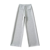 Voguable Y2K Wide Leg Pants Women Drawstring High Waist Straight Leg Gray Long Trousers Autumn Casual voguable