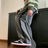 Voguable Man Cowboy Pants Straight Vintage Men's Jeans Patchwork Trousers Wide Leg with Pockets Original Casual Japanese Street Style Y2k voguable