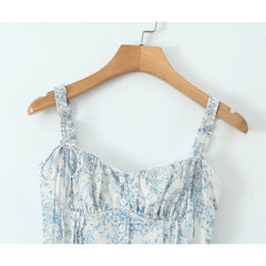 New Women Boho Floral Print Sling Midi Long Dress Sleeveless A-line Casual Holiday Dresses Summer Robe voguable