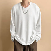 Spring New Striped Textural T-shirt For Men Long Sleeve Simple All-match Tops Korean Casual Solid Color Male Female Loose Tees