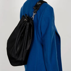 2025 New Women Y2k Aesthetic Simple Shoulder Bag Nylon All Match Solid Handbags Trendy Vintage Drawstring Crossbody Bags Trendy voguable