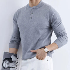 New Fashion Men Henry Sweater Light Luxury Knitted Solid Color Long Sleeve Pullover Premium Quality Skin-friendly Knitwear M-3XL voguable